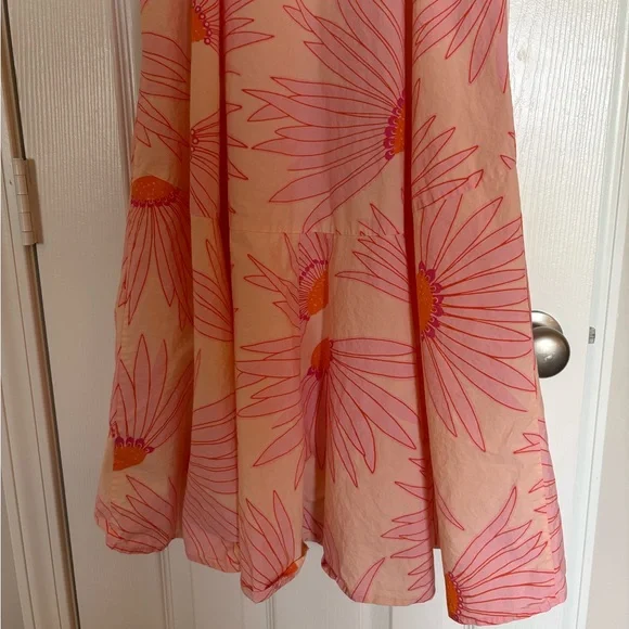 Kate Spade Falling Flower Wrap Midi Dress Pink Orange Puff Sleeve Size 4 - Picture 5 of 16